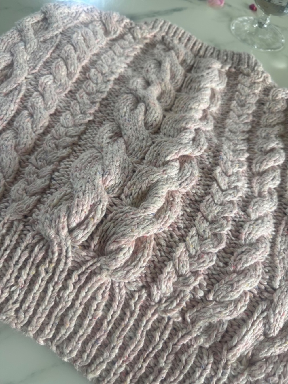 DÔEN Bee Sweater Pink Cloud Cable Knit XS - Picture 7 of 14
